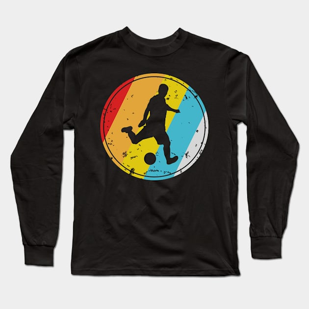 Retro Soccer Player Silhouette Long Sleeve T-Shirt by funkyteesfunny